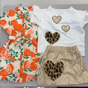 Two size 4 dresses leopard and oranges